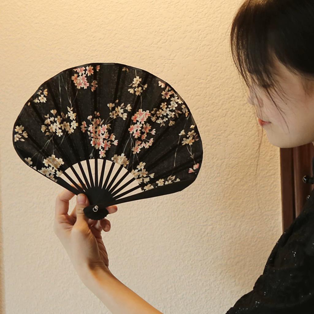 Moganshan Cotton Folding Fan, Cute Cherry Blossom New Chinese-Style Shell Fan, Summer Daily Use Portable Fan