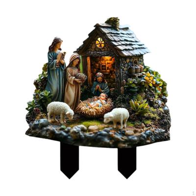 Christmas Outdoor Nativity Scene Decoration Yard Sign Stakes Patio Festival Supplies Courtyard