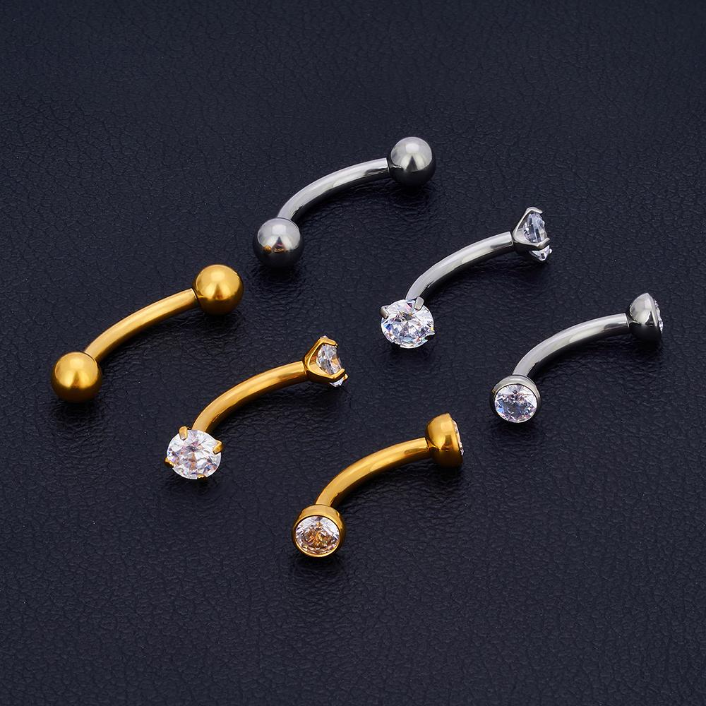 5Pcs G23 Titanium 16G CZ Tragus Eyebrow Piercing Body Jewelry Labret Lip Ring Stud Earrings Septum Nose Rings Internal Thread