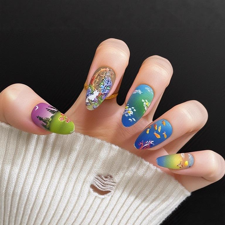 Frosted All-Season Floral Nail Art Stickers - Removable & Wearable