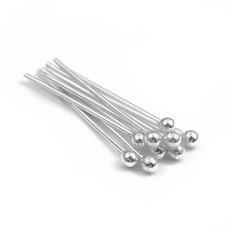 [15-50mm] 925 Sterling Silver Eye Head Pins Flat Head Pins T Shape Needles Ball Head Pins for Jewelry Making DIY 2pcs
