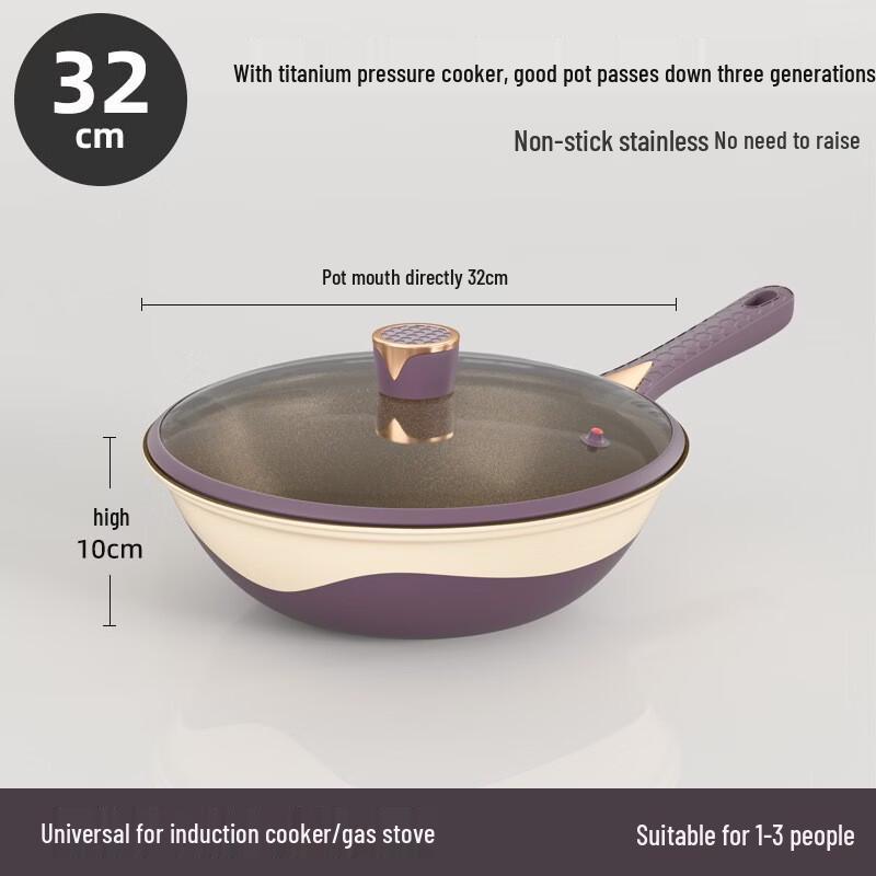 ZISIZ Wrought Iron Stir-fry Wok with Micro-pressure Lid