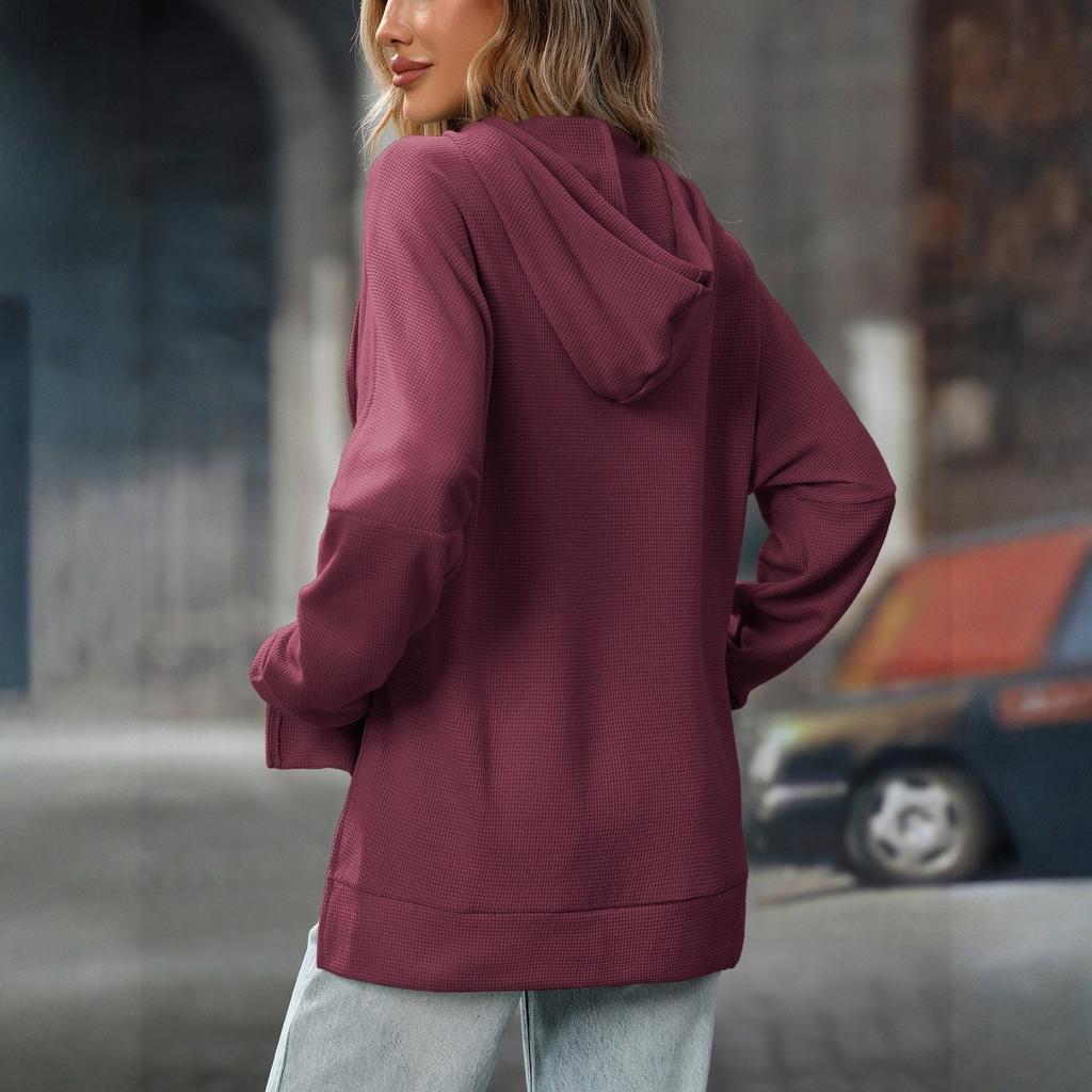 Sudadera de Moda de Color Sólido con Capucha y Manga Larga Sudadera con Capucha Top