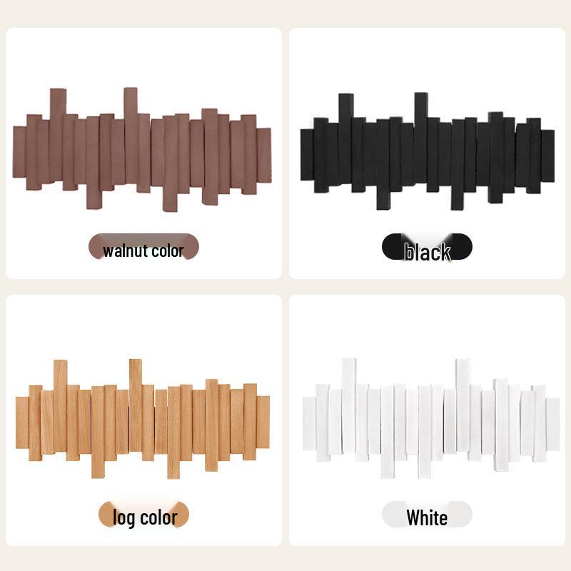 Solid Wood No-Drill Piano Key Wall-Mounted Coat & Hat Rack
