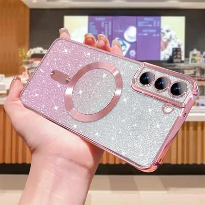 Capa Brilhante Para Samsung Galaxy S25 S24 S23 S22 S21 S20 Plus FE Note20 Ultra Capa Galvanizada Sem Fio Magnética MagSafe