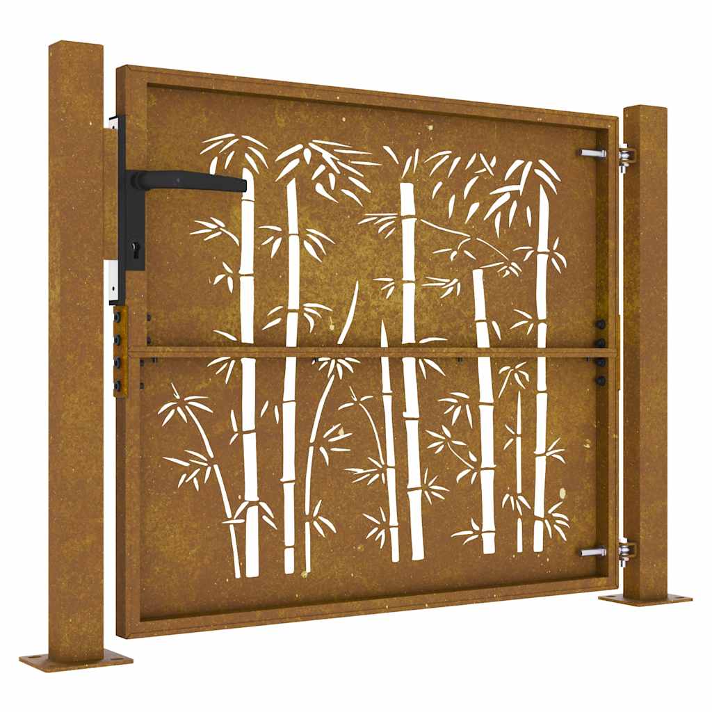 Garden Gate 100x75 Cm Corten Steel Bamboo Design