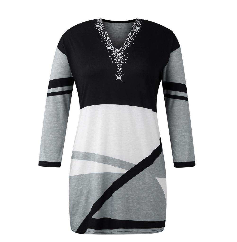 Dames V-hals Lange Mouwen Kleurblok Etnisch Comfortabel Casual Jurk