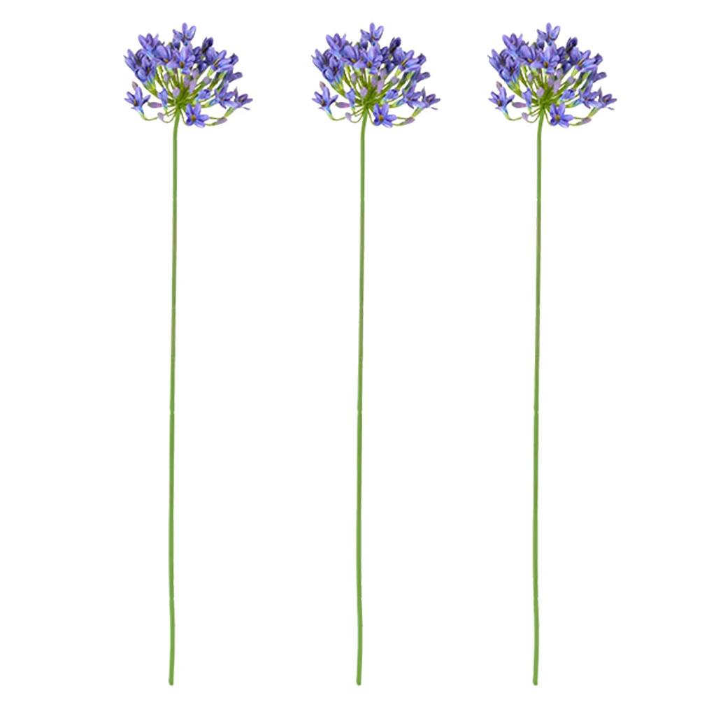 3pcs Artificial African Agapanthus Floral Simulated Plant Stem Flower Arrangement Ornaments European Style Home Wedding Decor