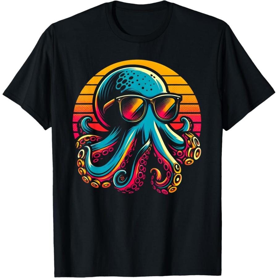 Cool Octopus Kraken With Sunglasses Men Women Kids Vintage T-Shirt XXXXXL