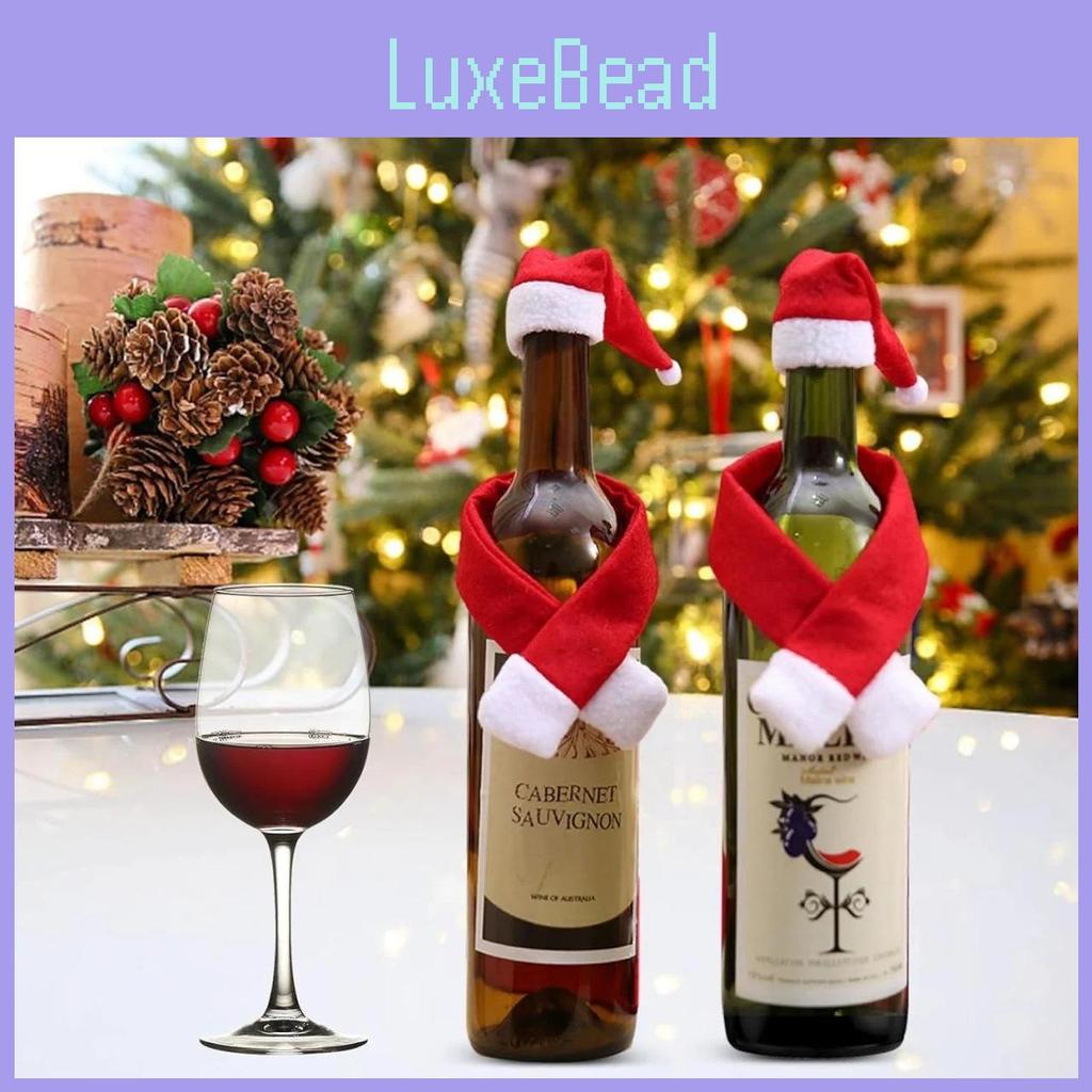 Holiday Wine Bottle Cover With Nonwoven Fabric Scarf And Hat For Christmas Festivities