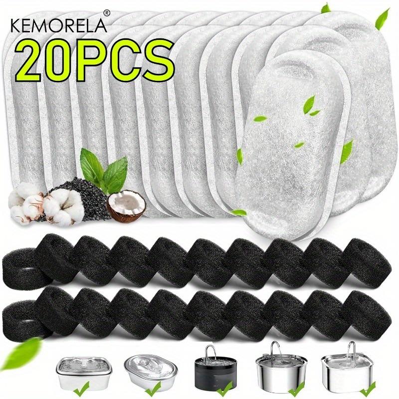 

20PCS Cat Water Fountain Activated Carbon Sponge Filters for Stainless Steel Water Dispenser Pet Care Accessory