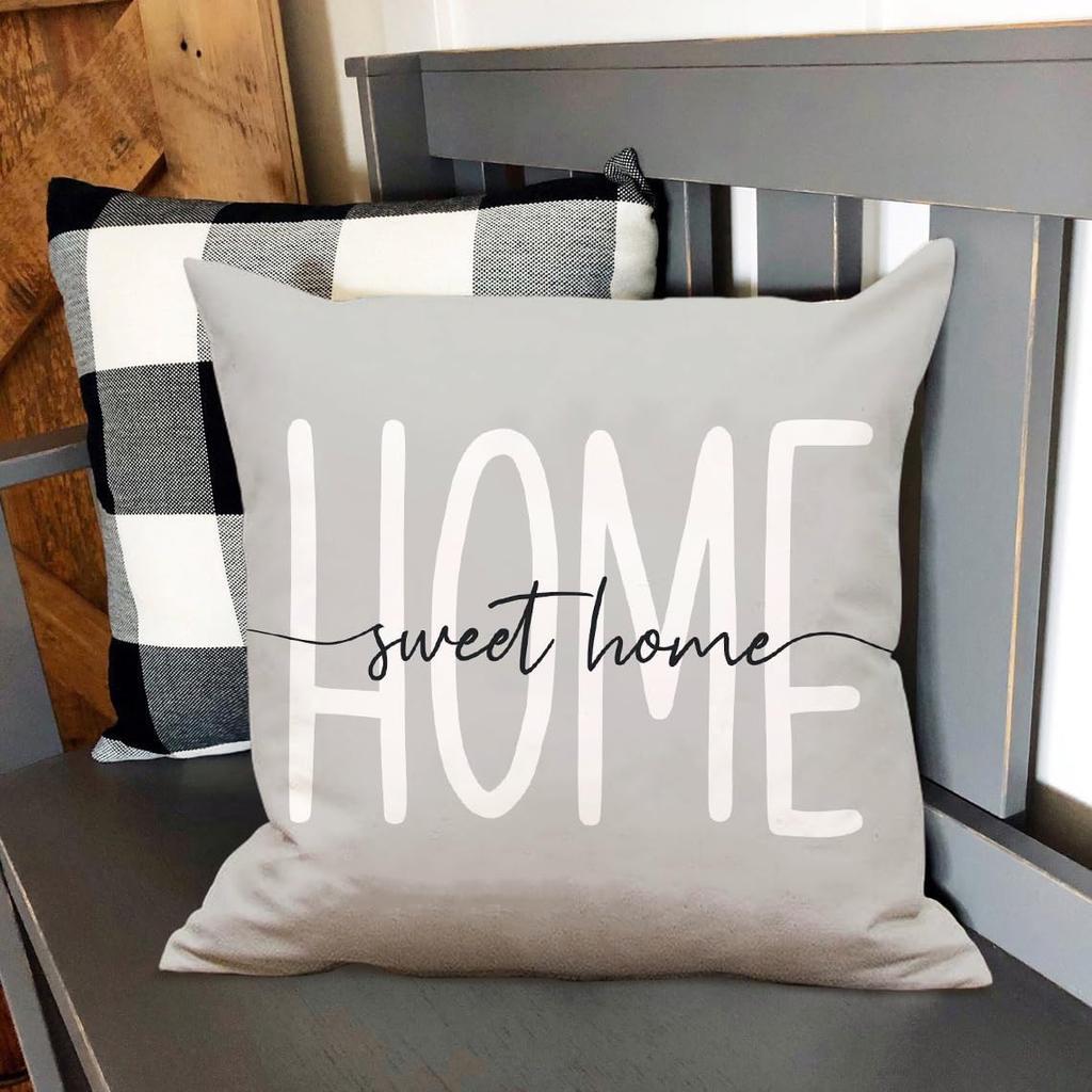 24x24 Farmhouse Pillow Covers Set of 4 Decorative Throw Pillow Covers Pattern Home Sweet Home Rustic Square Pillows Farm House Home Living Room Decor