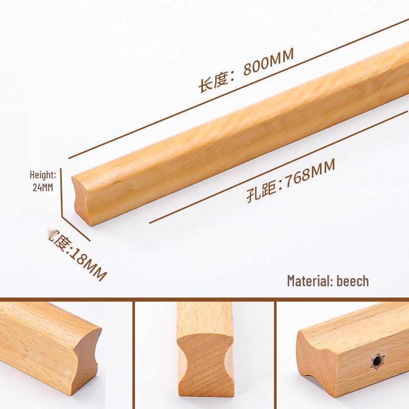 I-Shaped Solid Wood Cabinet Handle - Minimalist Japanese Design for Drawers and Wardrobes