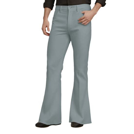 Herren Schlaghose mit 4 Taschen Mittelhoher Bund Einfarbig Knopf Reißverschluss Lange Hose Arbeit Reise Freizeit