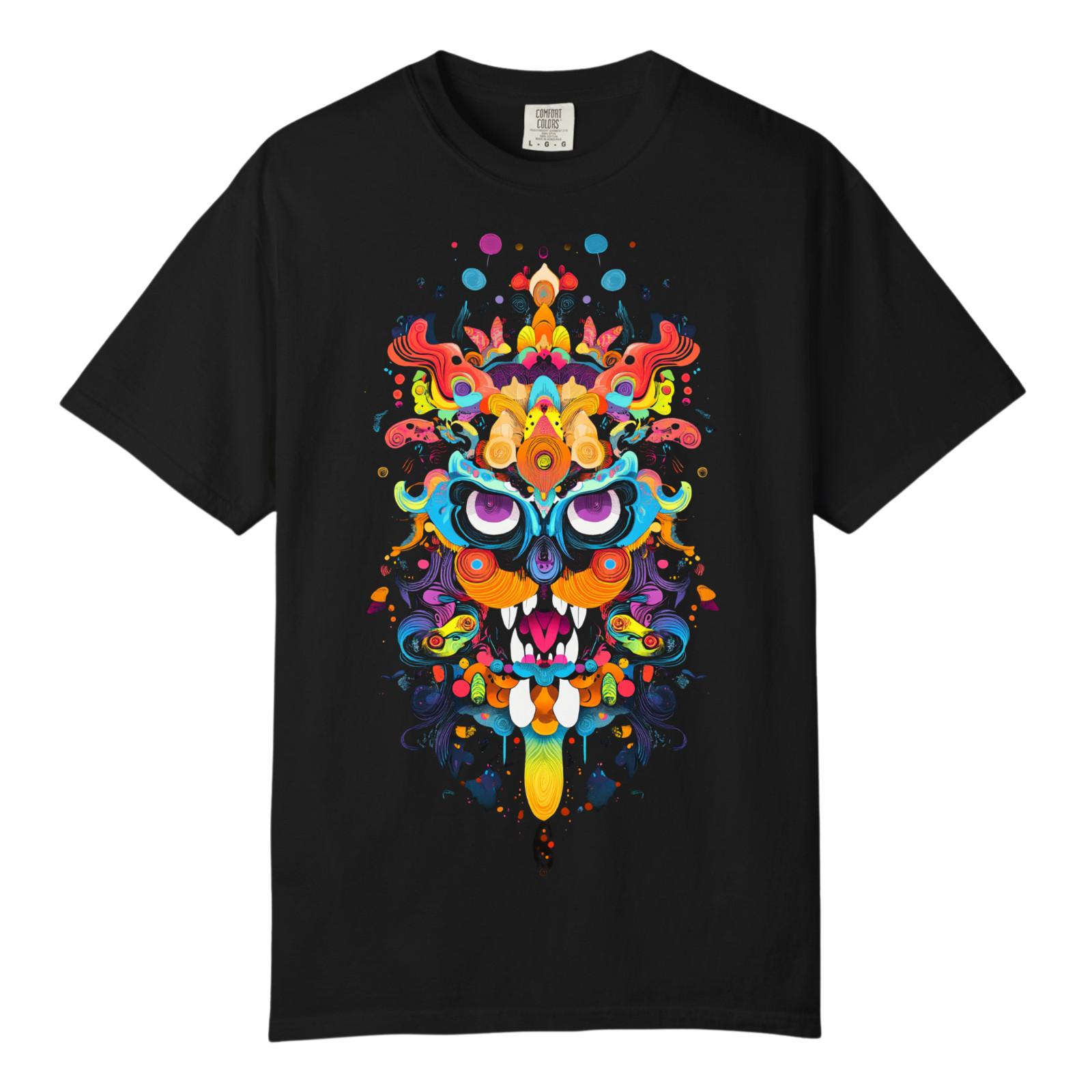 

Psychedelic Face Mask Animals TShirts, Comfort Colors, Unisex Streetwear Tee 5XL різнокольоровий