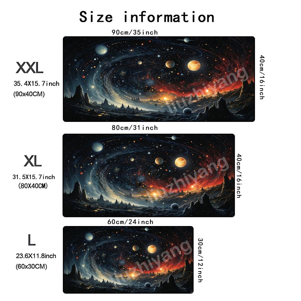 Cosmic Swirl Starry Sky Mouse Pad Large Computer Office Game Table Mat Rubber Anti-slip Stitched Keyboard Mat 90x40 XXL Desk Pad
