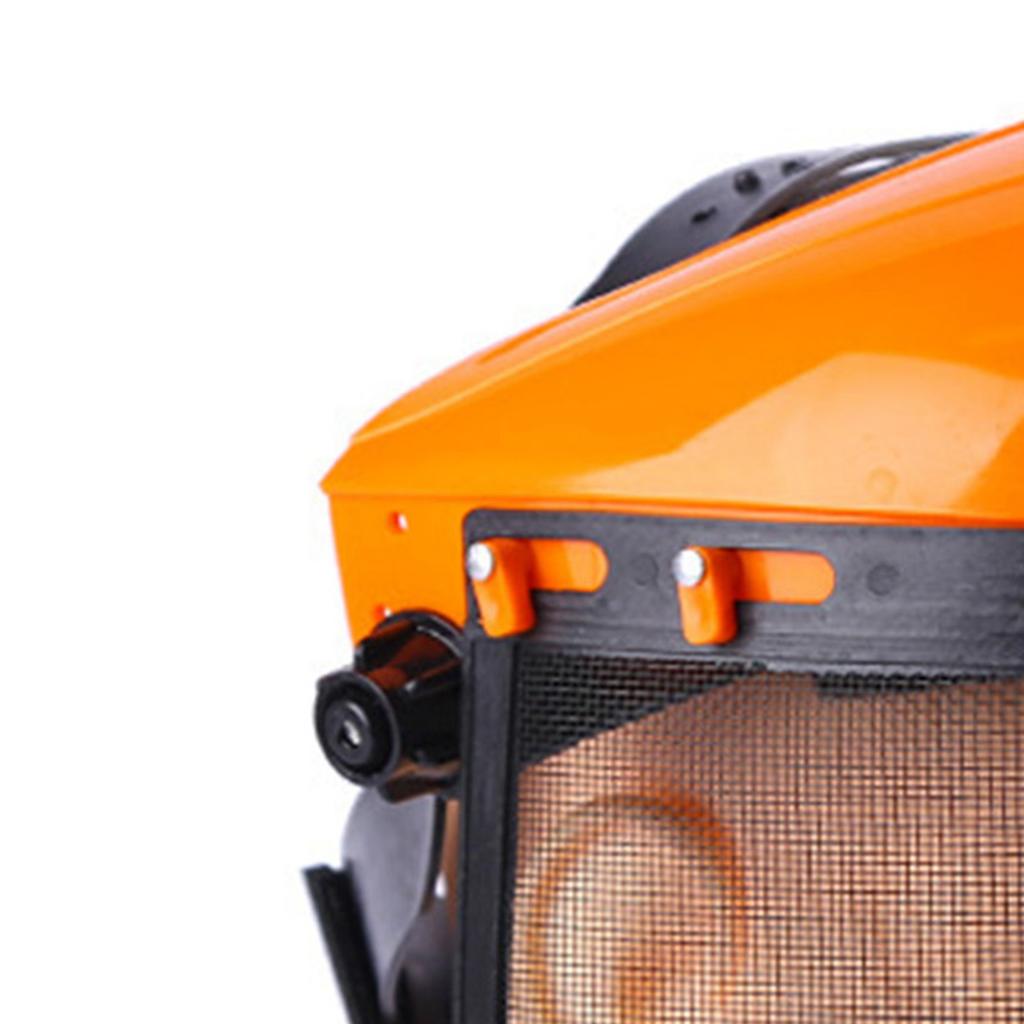 Full Face Steel Mesh Mask Head Mounted Lawn Mowing Mask Safety Protective Face Mask for Garden Orange