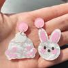 Pack of 4 Lightweight Acrylic Ear Rings Adjustable Length Earrings for Holiday Rabbit and Eggs Pendant Ear Drop Jewelry