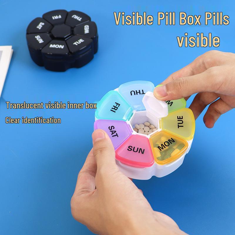 Seven-Color Quick Pack: 8-Compartment Pill Box for 7+1 Days
