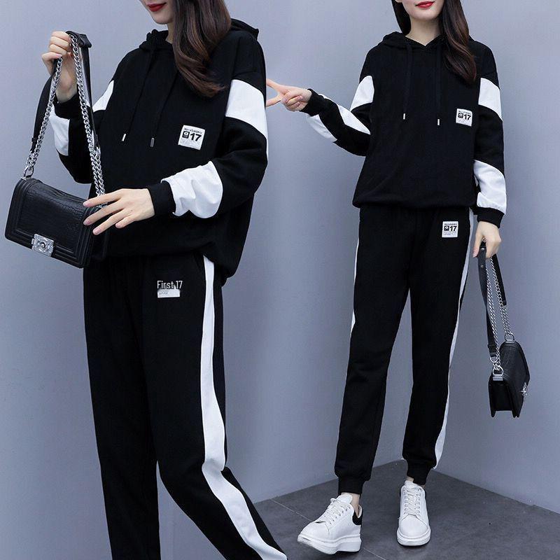 Conjunto de Ropa Deportiva para Mujer de Talla Grande - Moda Otoño 2022 Ajuste Holgado Dos Piezas