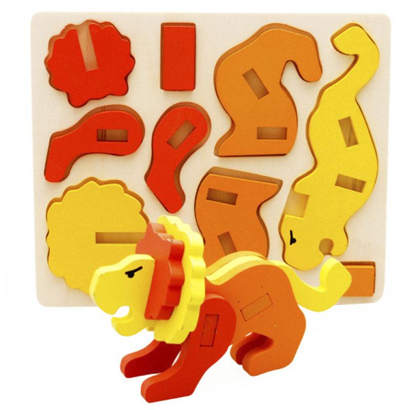 

1PCS Children s Wooden 3D Puzzle Cartoon Animal Turtle Lion Puzzle DIY Handmade Animal Model Educational Toys For kids Gifts