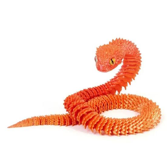 3D Printed Snake Figurine Movable Joints Snake Figure Articulated Animal Model Toy Home Office Bookshelf Desktop Decoration Ornament