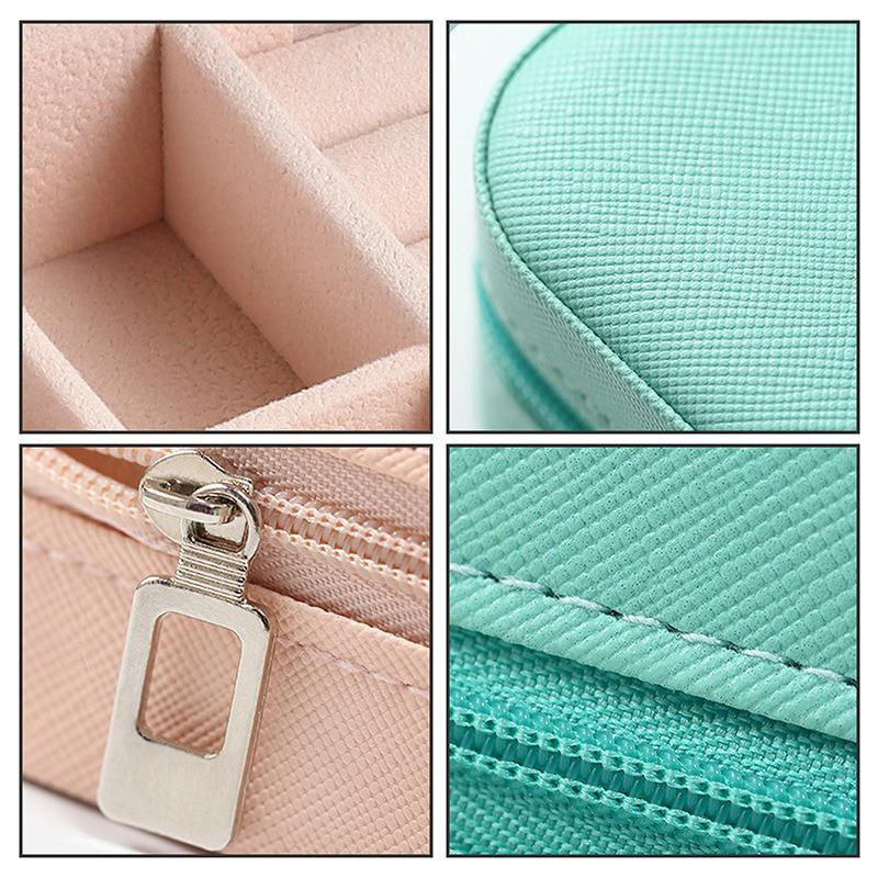 1Pcs Tragbare Schmuck Box Schmuck Organizer Display Reise Schmuck Fall Boxen Taste Leder Lagerung Zipper Jewelers WBL