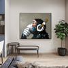 Funny Monkey Listen To Music Wall Art Oil Painting Print On Canvas Graffiti Artwork Posters Pictures for Living Room Decoration