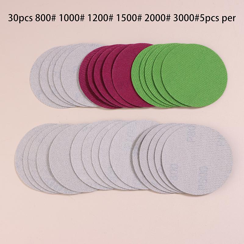 

25/30 шт. водяного/сухого шліфувального паперу 3 дюйми 75 мм шліфувальний диск із гачком і петлею 800 1000 1200 1500 2000 3000 зернистість наждачного паперу абразивні інструменти B