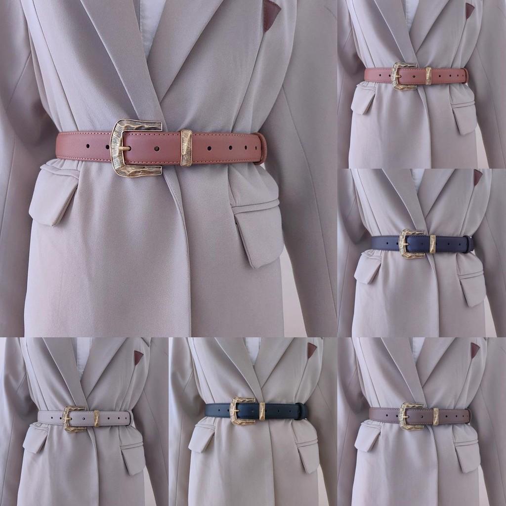 Color Leather Solid Belt For Women With Metal Pin Closure For Casual Outfits