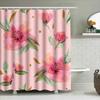 Soft Breathable Peach Floral Shower Curtain For Bathroom Decor With Green Leaves Pink Flower Fabric Waterproof Washable Bath L