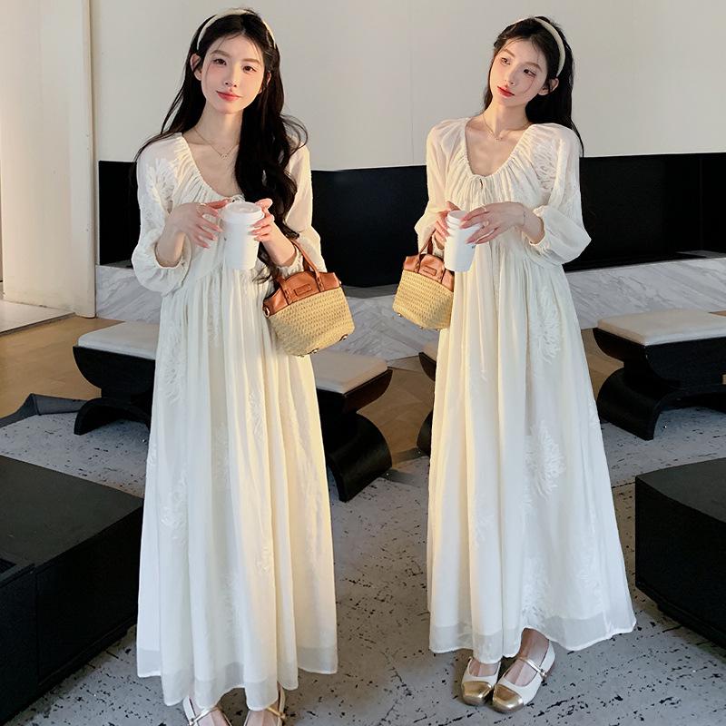 2026 New Style Korean Embroidered Plus Size Maternity Dress for Spring/Summer