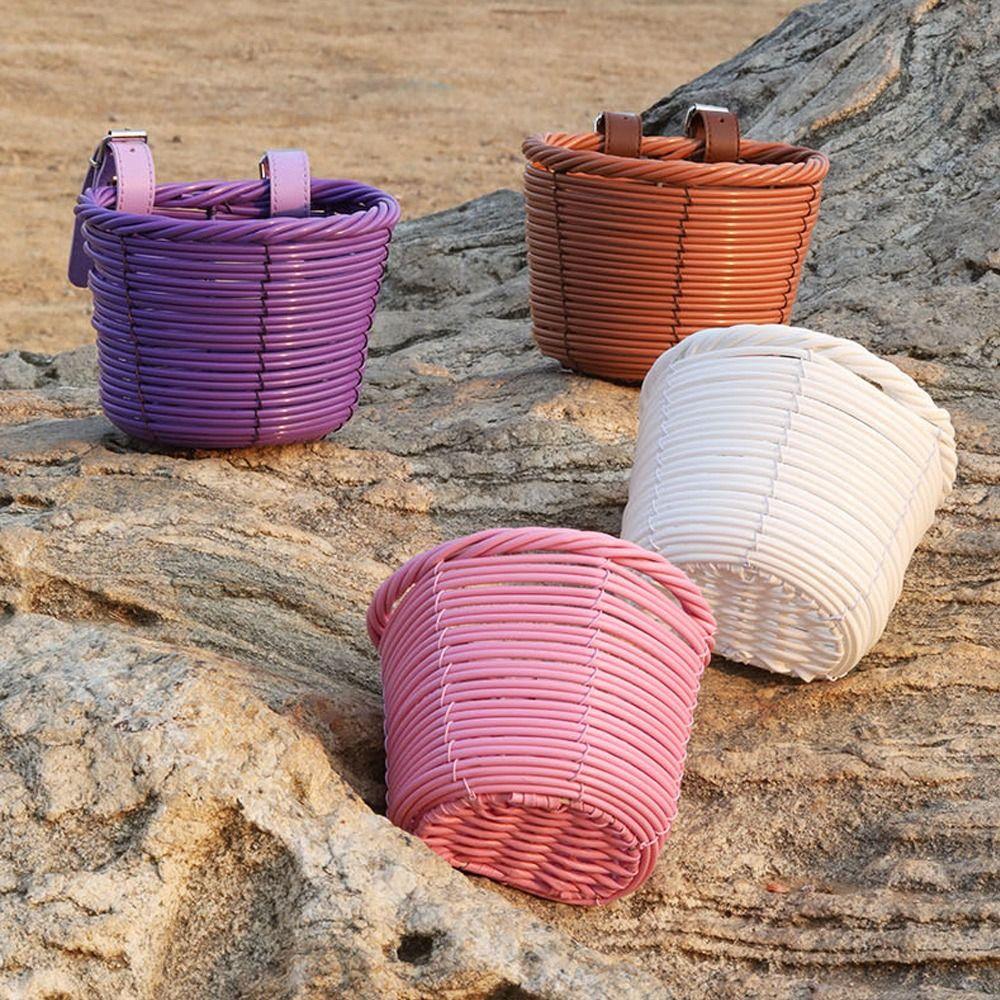 Retro Woven Front Riding Basket 7 Styles Walking Tool Storage Basket