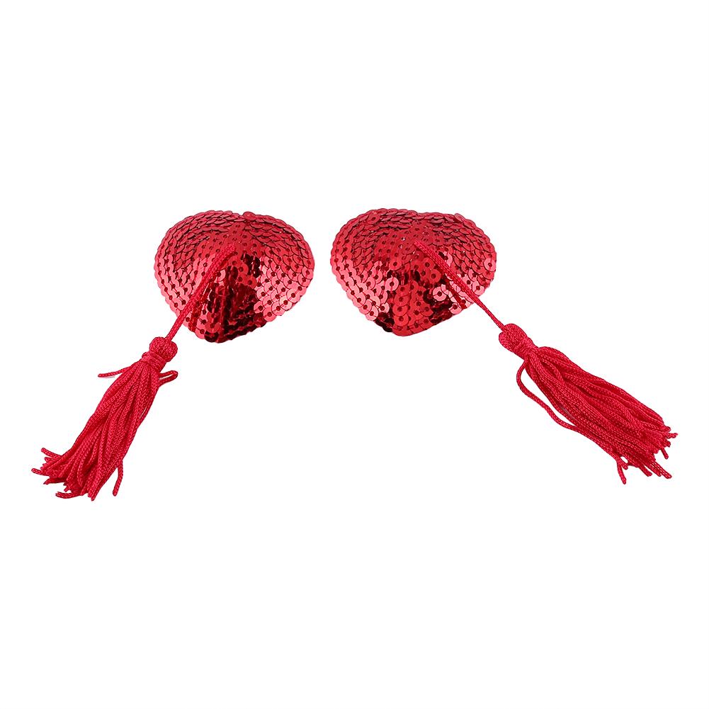 1 Pair Lady S Sexy Erotic Lingerie Heart Shape Pasties Breast Bra Adhesive Nipple Cover Red