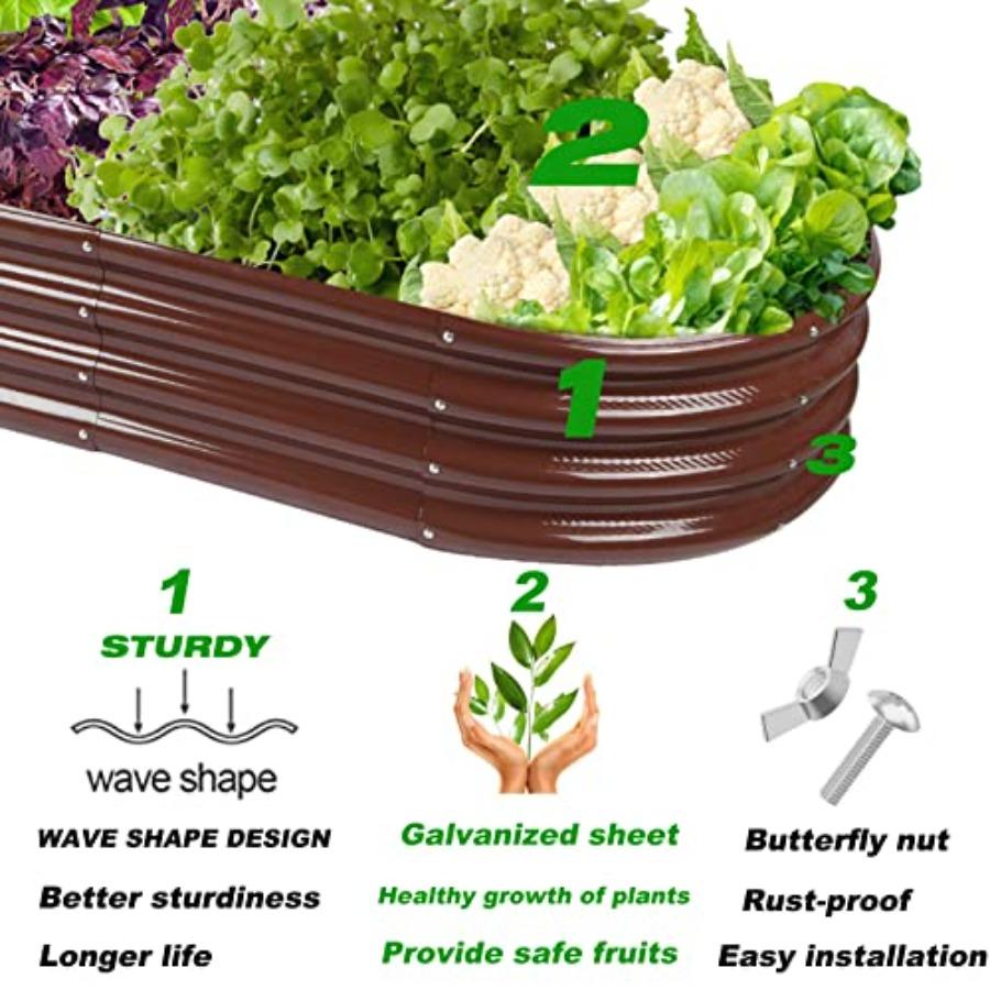 Outdoor 6.5ft Oval Raised Garden Bed with GRS Certified Galvanized Metal Planter Box Rot-Resistant Recycled Eco-Friendly Materi