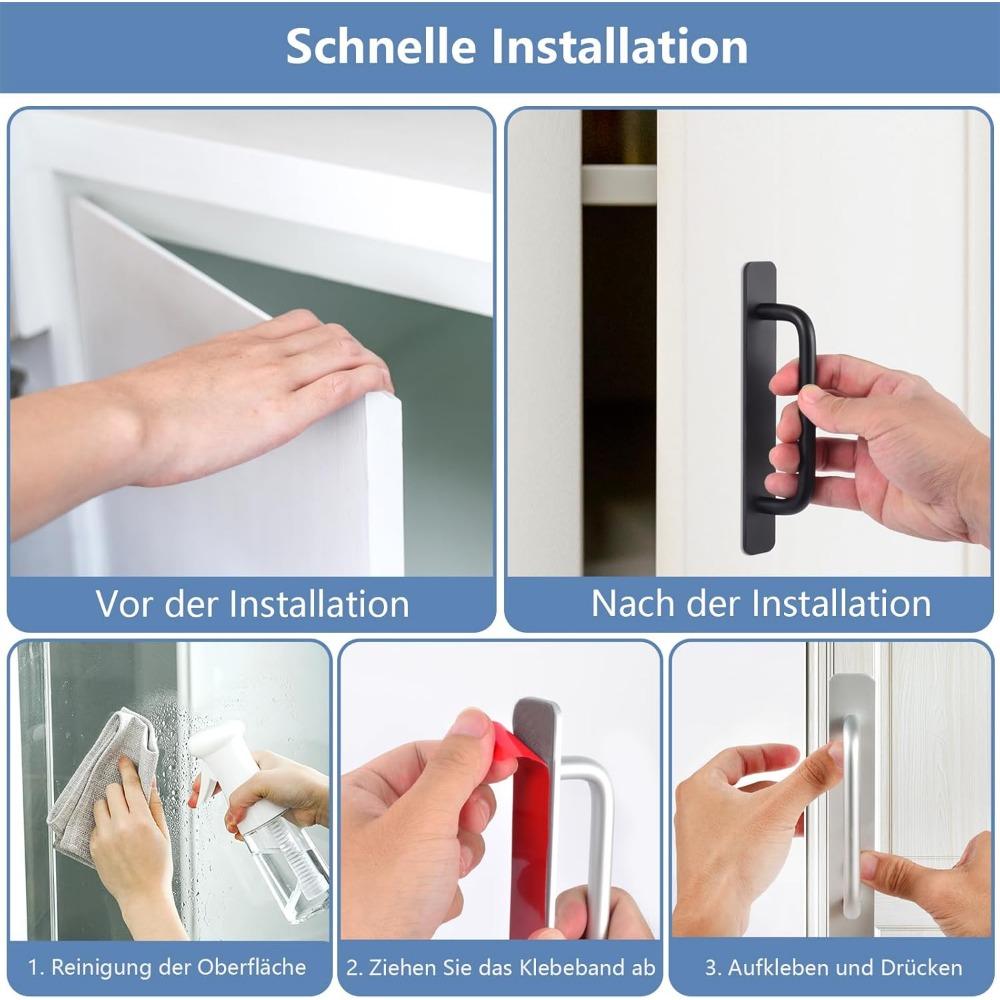 4pcs Helper For Kitchen Cabinet Handles Self Stick Drawer Pulls Stick On Handle Black Cabinet Pulls No Drilling Push Pull