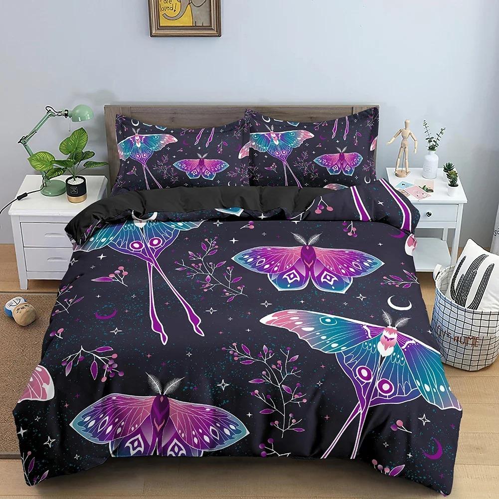 3D Butterfly Print Bedding Set Skin Friendly Duvet Cover With Pillowcase King Queen Size Quilt Cover Home Textiles