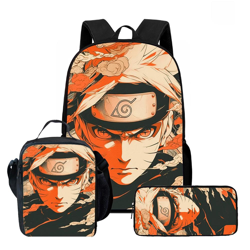 NARUTO Children School Daily Pack, 16 Inch Lightweight Animated Pupil Carrier, Dual Zip Pockets Durable For Boys Girls Age 4-10