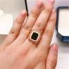 Russia 585 Purple Gold Couple Ring Fashion Rose Gold Plated Black Stone Ring For Boyfriend Gift