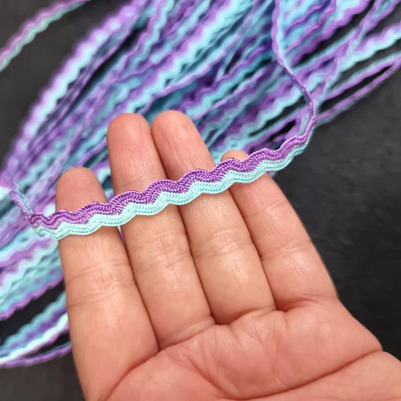 5mm S Şeklinde İki Renkli Dalga Desenli Kavisli Kemer DIY Giyim Aksesuarları için Denizci Dantel Şerit