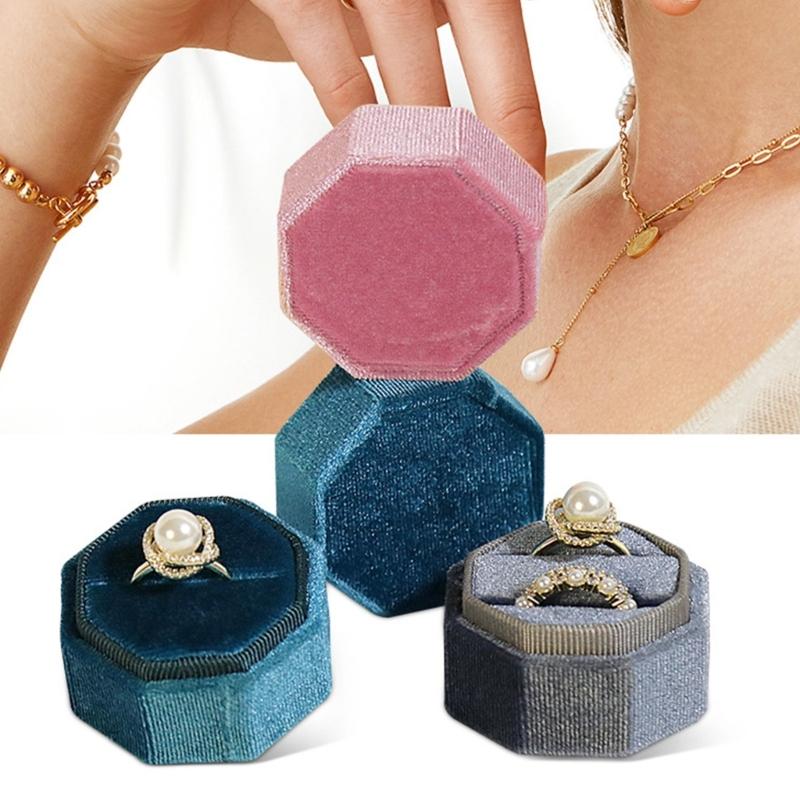 Rings Box Jewelry Box Display Holder Cases Wedding Rings Flannel Material Jewelry Box Perfect Gift for Woman Man Girls