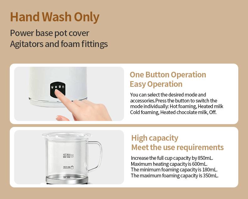 Electric Glass Milk Frother with Heating Function for Thick Froth