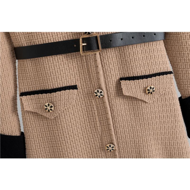 Spring New Women's Fashion Temperament Knitted Cardigan Mid Length Dress