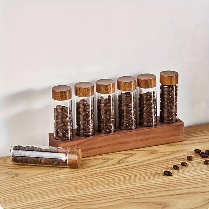 Coffee Bean Sorting Test Tube Glass Display Rack To Store Coffee Beans for Coffee Shop Space-Saving Display
