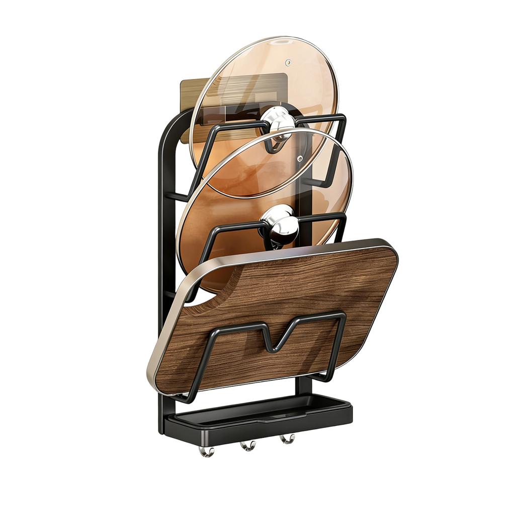 Kitchen Pot Lid Organizer, Stainless Steel Pot Lid Rack, Multi-functional Pot Lid Organizer With Detachable Drip Tray, Space Saving