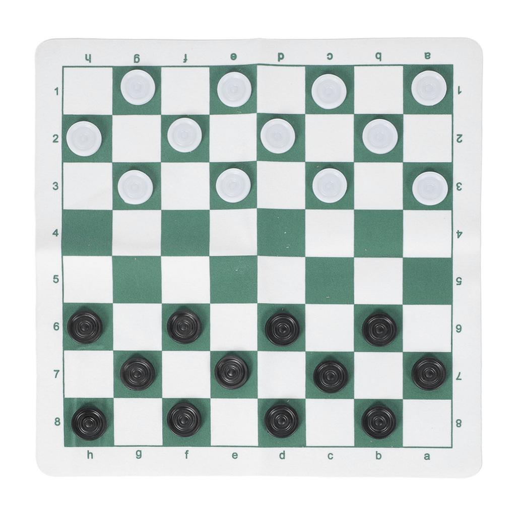 Checkers Set Educational Portable Foldable PU Lther Board Draughts Board Game for Children Adults