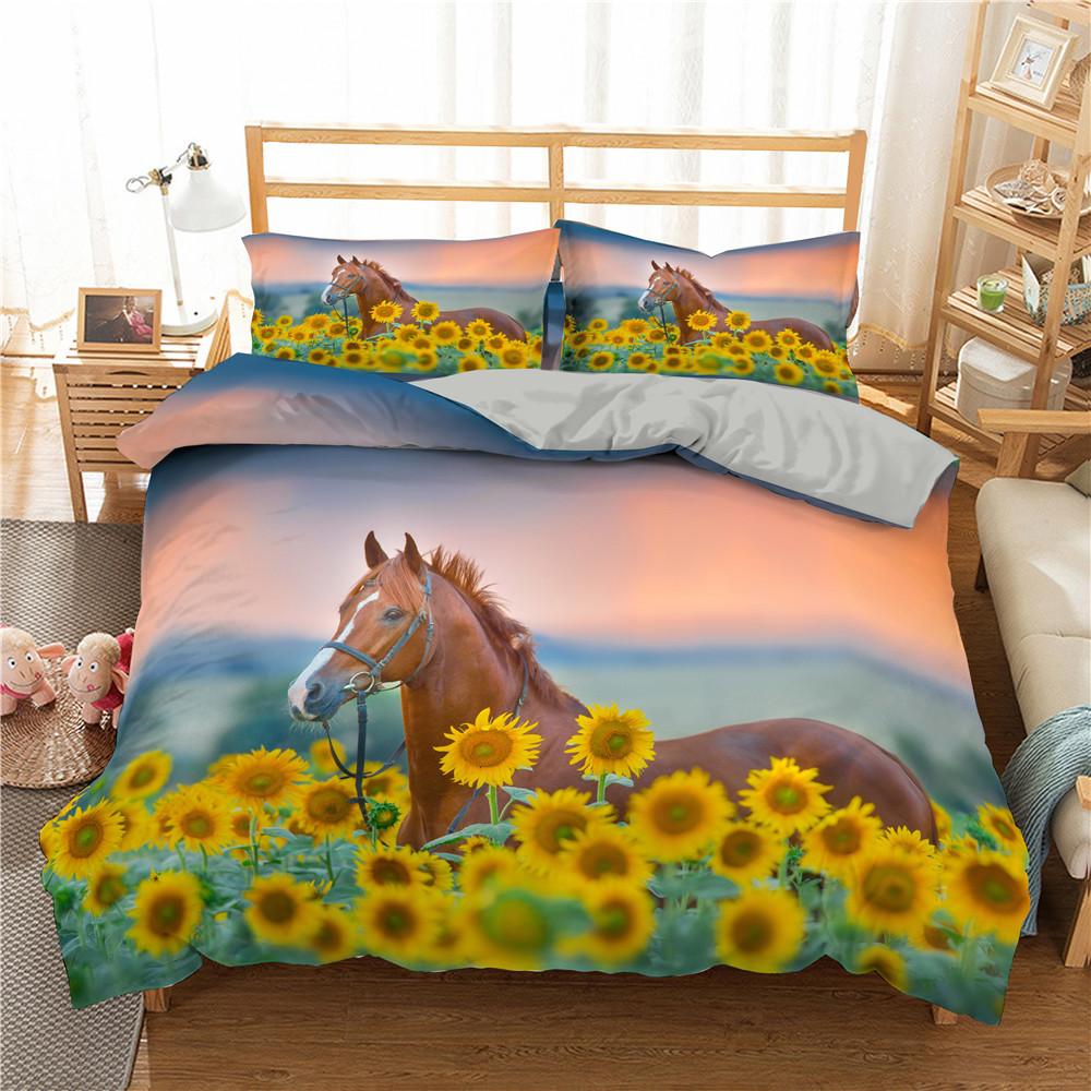 Comforter Cover With Pillowcase For Home Textile,100% High-Quality, Horse,Deer,Dinosaurs, Zebras,Tiger,Duvet Cover,2 Pcs, 3Pcs