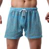 Erotic Men Solid Color Mesh See Through Hollow out Drawstring Shorts Beach Pants