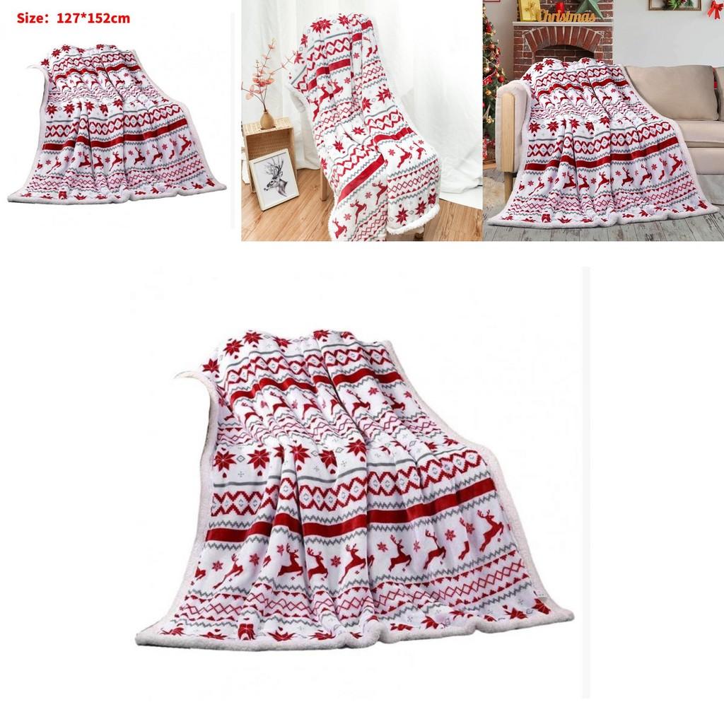 Reindeer Plush Throw Blanket With Cartoon Design For Family Room Use