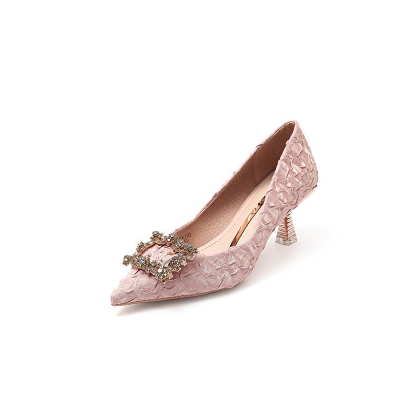 H618-21 High Heels Women's Thin Heels Spring and Autumn New Banquet Sexy Temperament Rhinestone Shallow Mouth Pointed Work